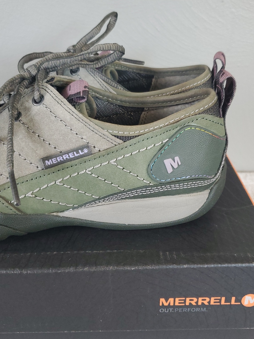 Womens MERRELL Mimosa Lace Dusty Olive Outdoor Sneakers. Size 7 - Picture 4 of 14